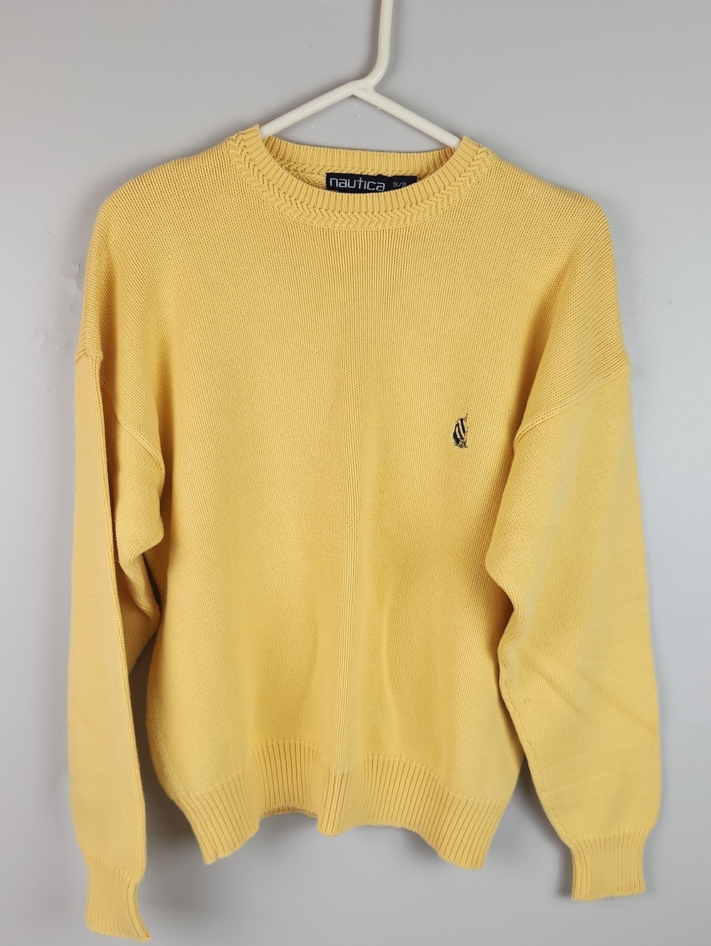 90s Nautica Yellow 100% Cotton Crewneck Sweater